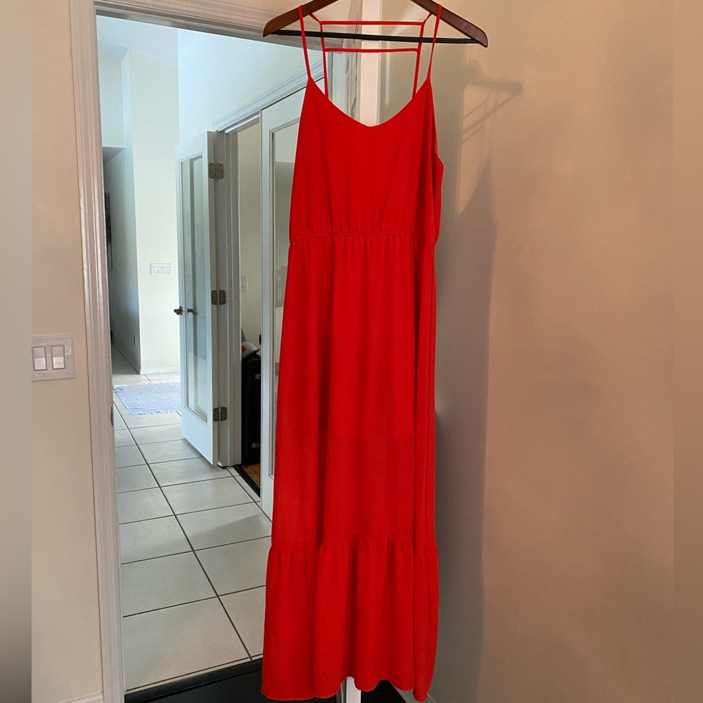GB size large Maxi Dress with Spaghetti Straps orange/coral color size Large